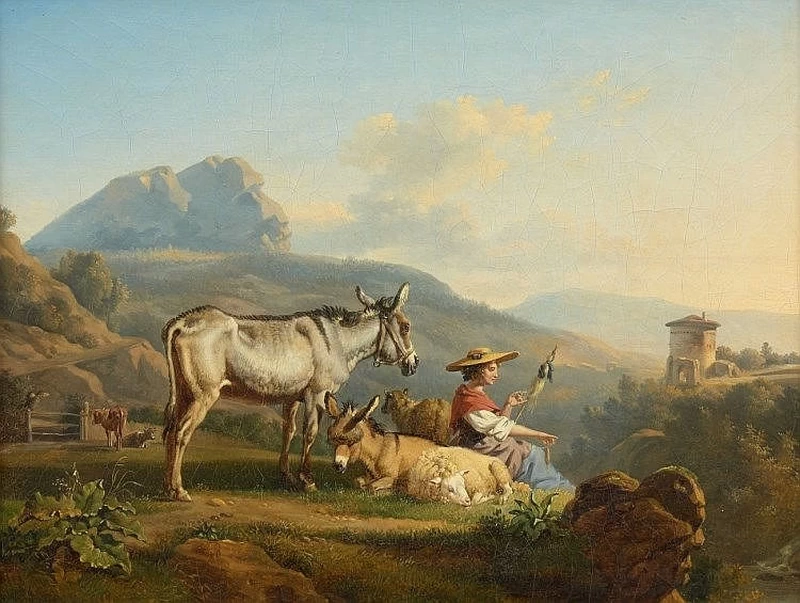 Balthasar Ommeganck - Paesaggio meridionale con pastorella